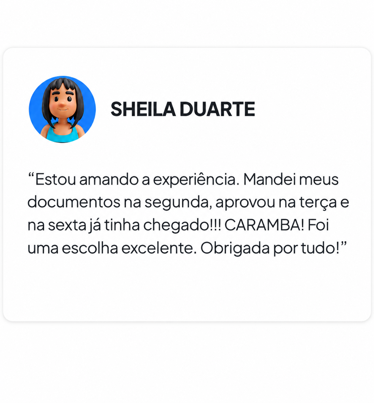 Cartão de Depoimento Minimalista