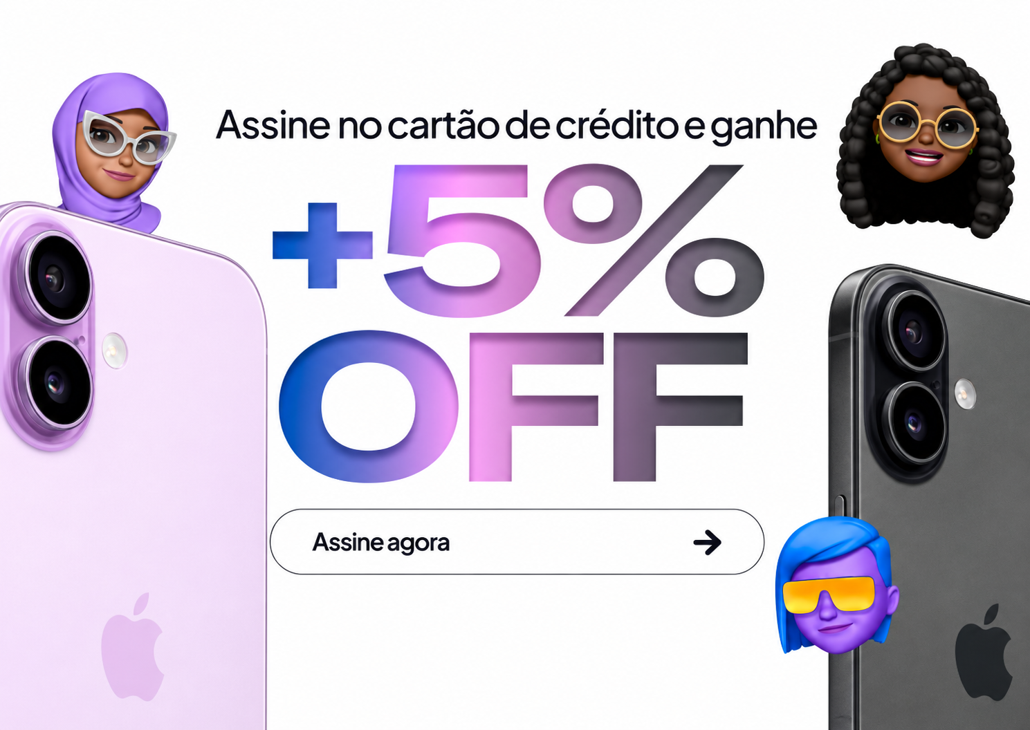 Oferta moderna com Memoji e iPhones